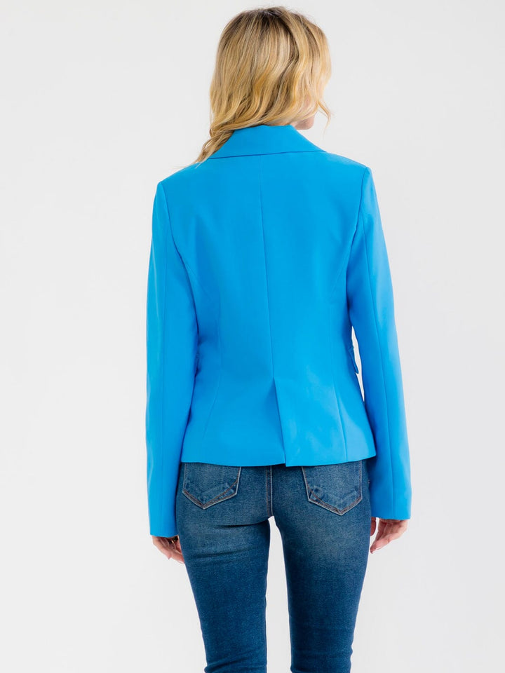 WOMEN'S LONG SLEEVE BUTTON CLOSURE FRONT POCKETS BLAZER