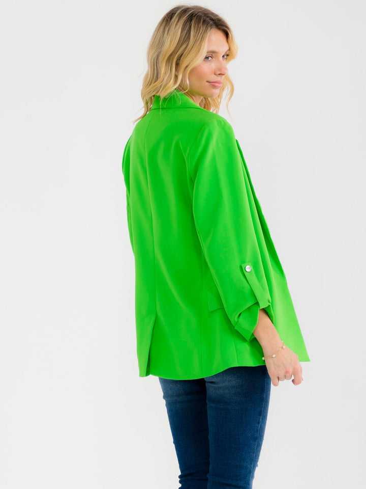 WOMEN'S 3/4 SLEEVE BUTTON CLOSURE FRONT POCKETS BLAZERS