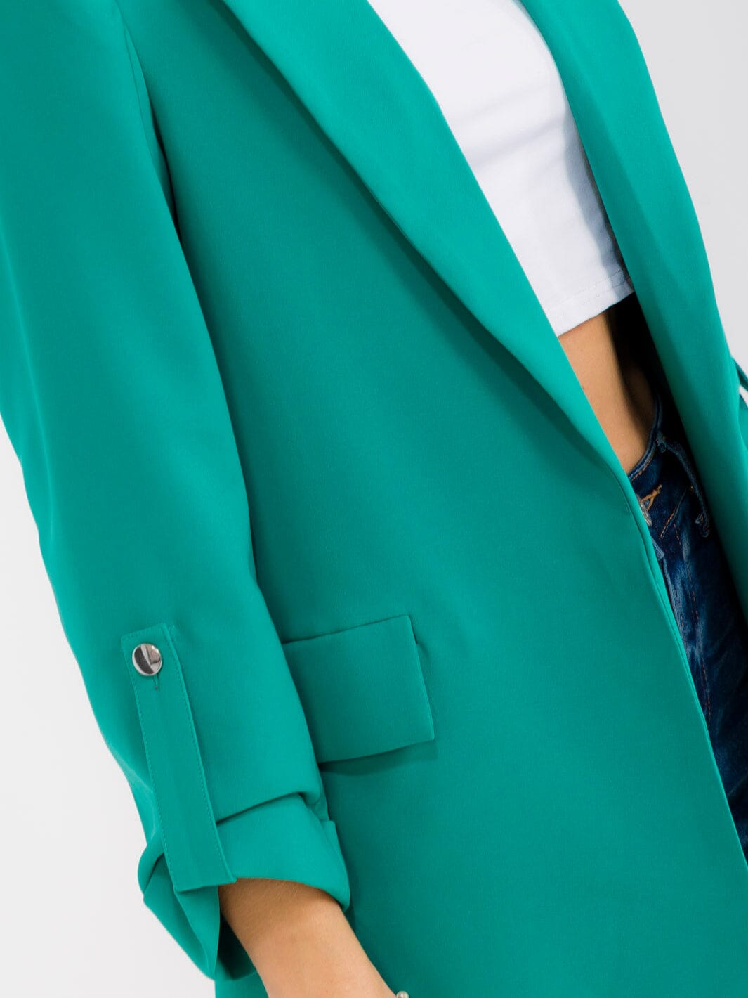 WOMEN'S 3/4 SLEEVE BUTTON CLOSURE FRONT POCKETS BLAZERS