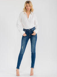 WOMEN'S LONG SLEEVE V-NECK BUTTON UP BODYSUIT