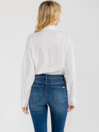 WOMEN'S LONG SLEEVE V-NECK BUTTON UP BODYSUIT