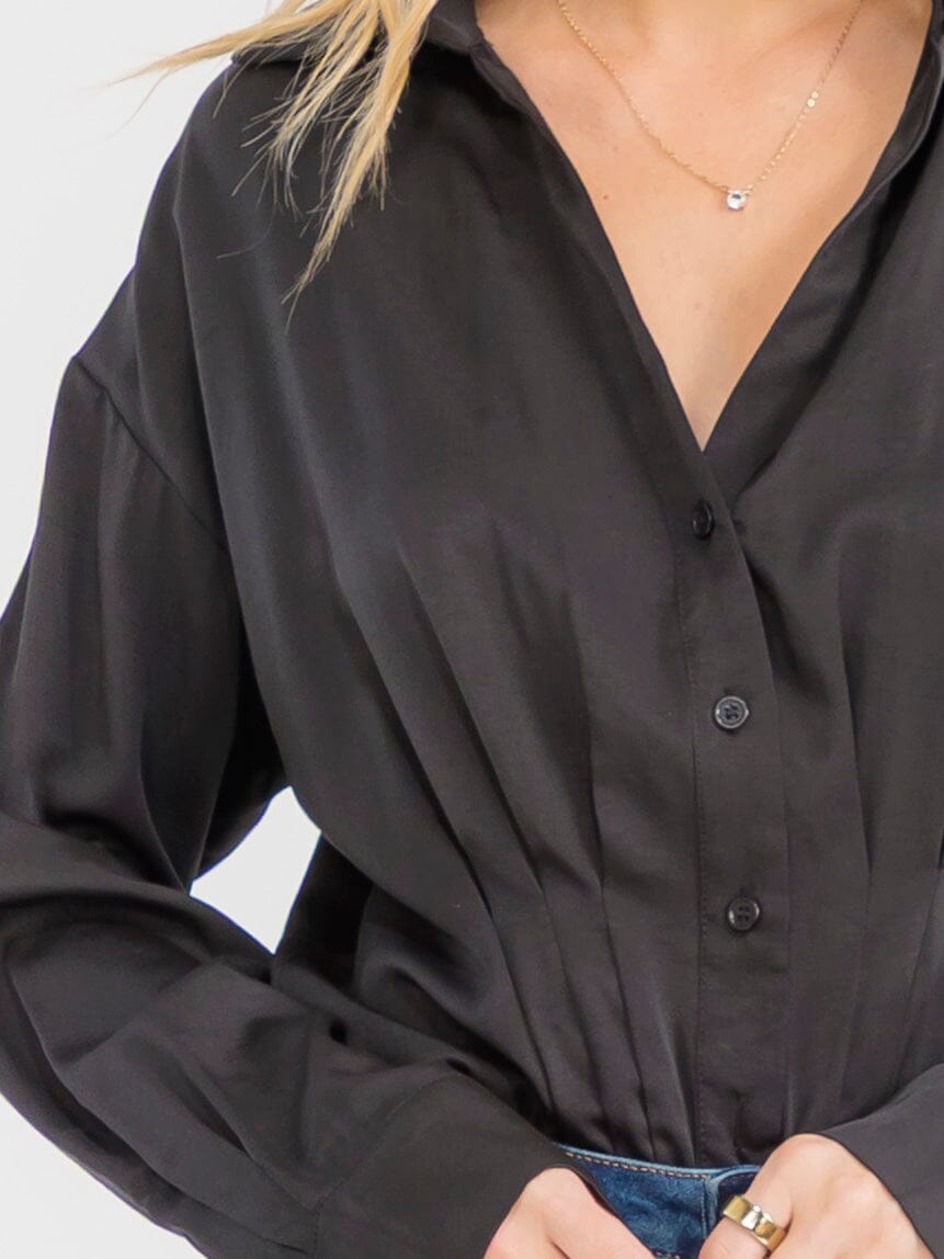 WOMEN'S LONG SLEEVE V-NECK BUTTON UP BODYSUIT