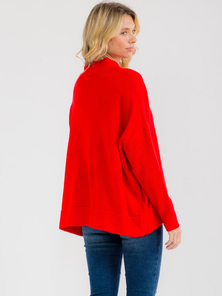 WOMEN'S LONG SLEEVE V-NECK PULLOVER KNIT SWEATER