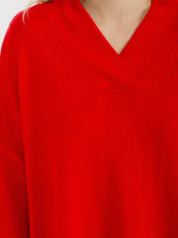 WOMEN'S LONG SLEEVE V-NECK PULLOVER KNIT SWEATER