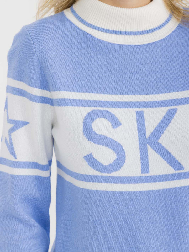 WOMEN'S LONG SLEEVE TURTLE NECK COLORBLOCK PULLOVER SWEATER