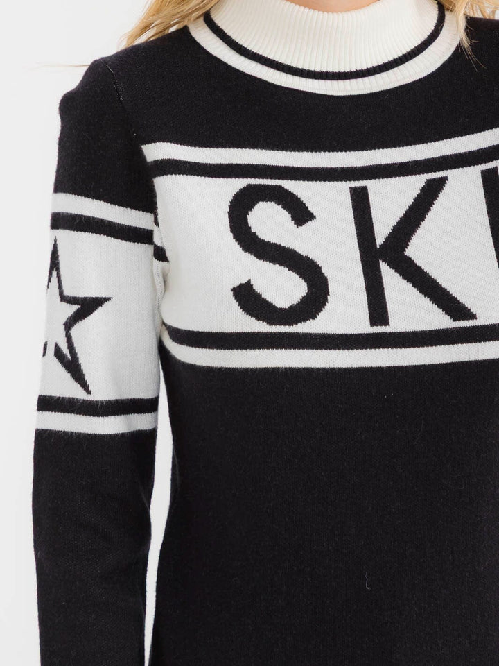 WOMEN'S LONG SLEEVE TURTLE NECK COLORBLOCK PULLOVER SWEATER