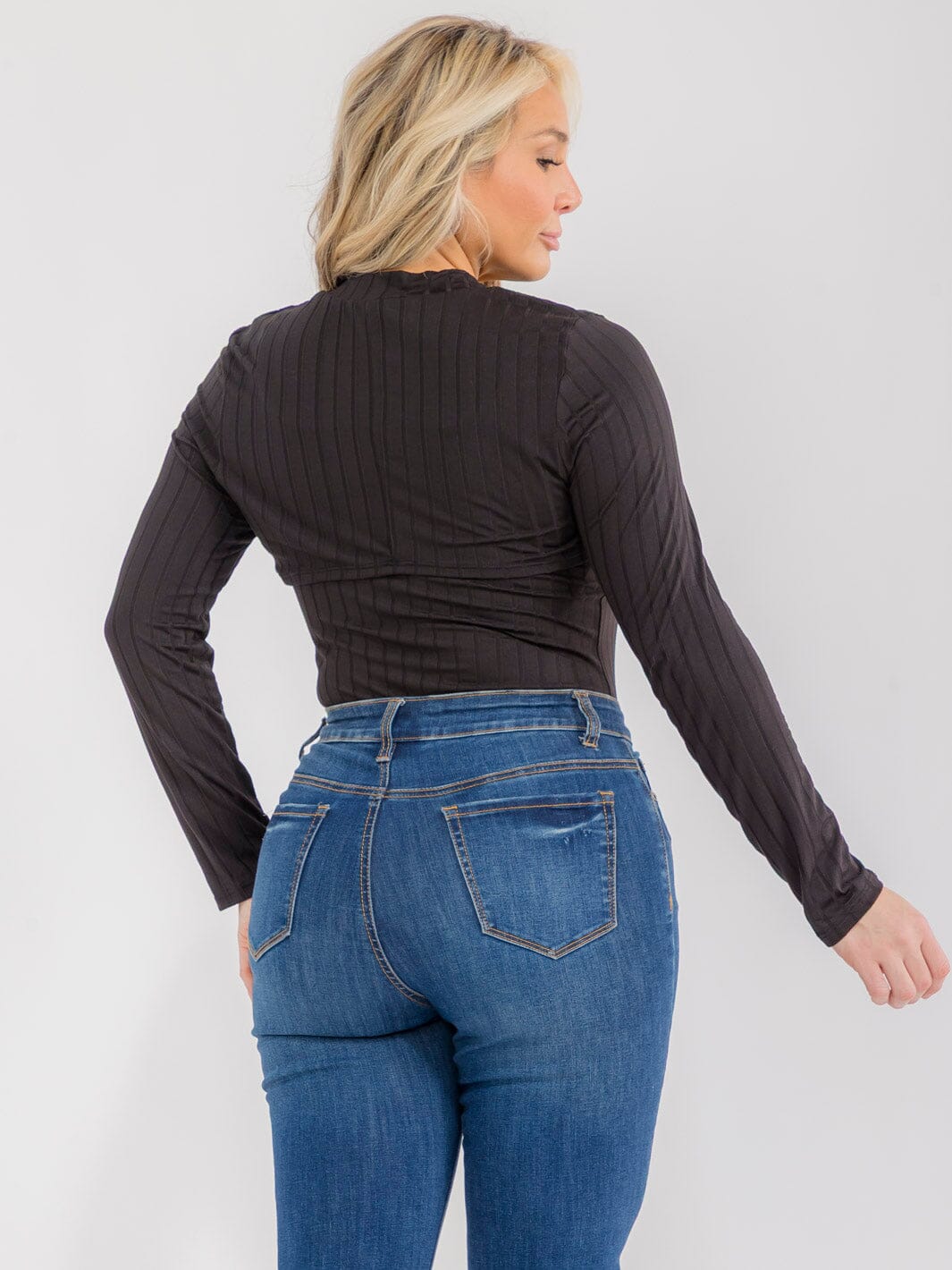 PLUS SIZE LONG SLEEVE BOLERO & SLEEVELESS RIBBED BODYSUIT