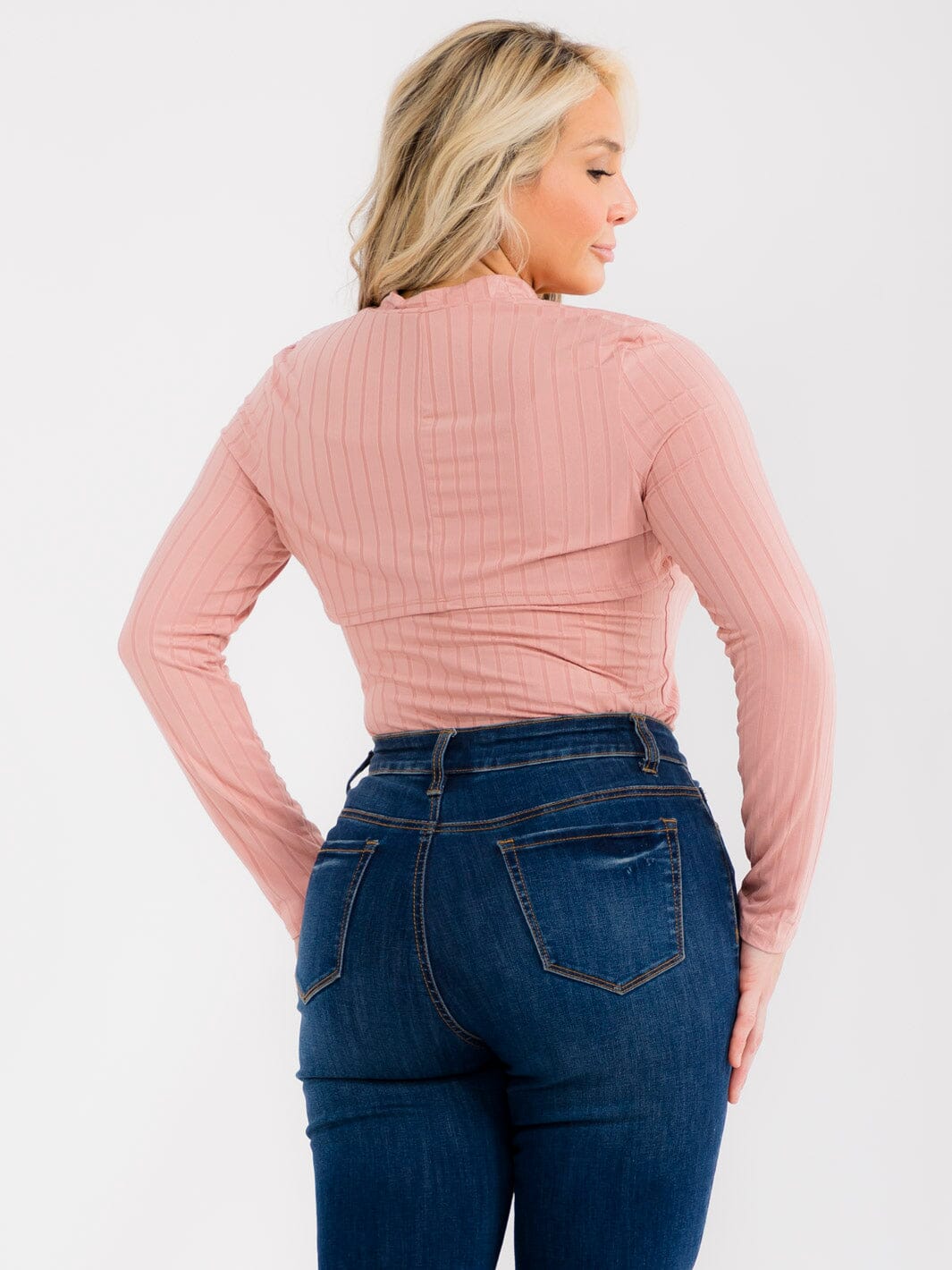 PLUS SIZE LONG SLEEVE BOLERO & SLEEVELESS RIBBED BODYSUIT