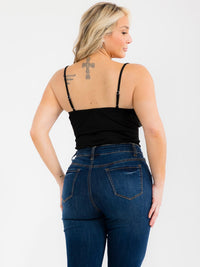 PLUS SIZE SLEEVELESS RHINESTONES DETAILED BODYSUIT