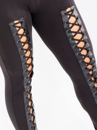 PLUS SIZE ELASTIC WAIST SKINNY LEG LACE UP DETAILED LEGGINGS