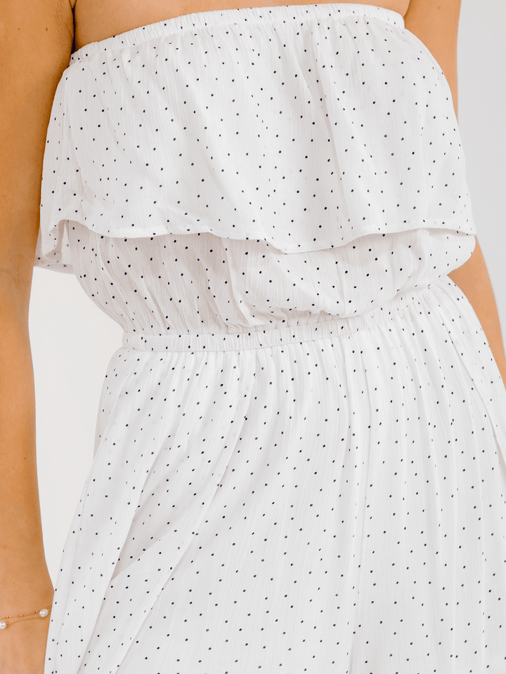 WOMEN'S SLEEVELESS ELASTIC WAIST WIDE LEG SLIT POLKA DOTS JUMPSUIT