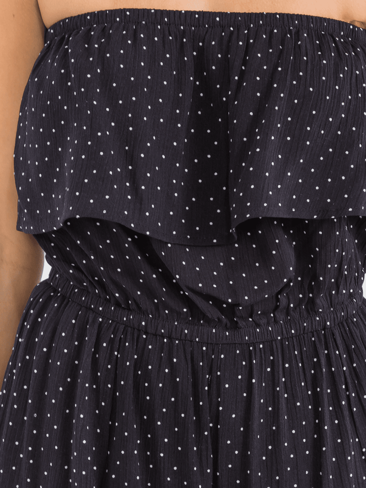 WOMEN'S SLEEVELESS ELASTIC WAIST WIDE LEG SLIT POLKA DOTS JUMPSUIT