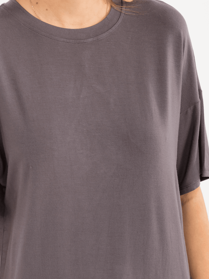 WOMEN'S SHORT SLEEVE SOLID BASIC SHIRT