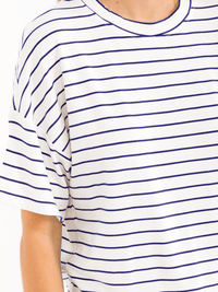 WOMEN'S SHORT SLEEVE COLORBLOCK STRIPES BASIC SHIRT
