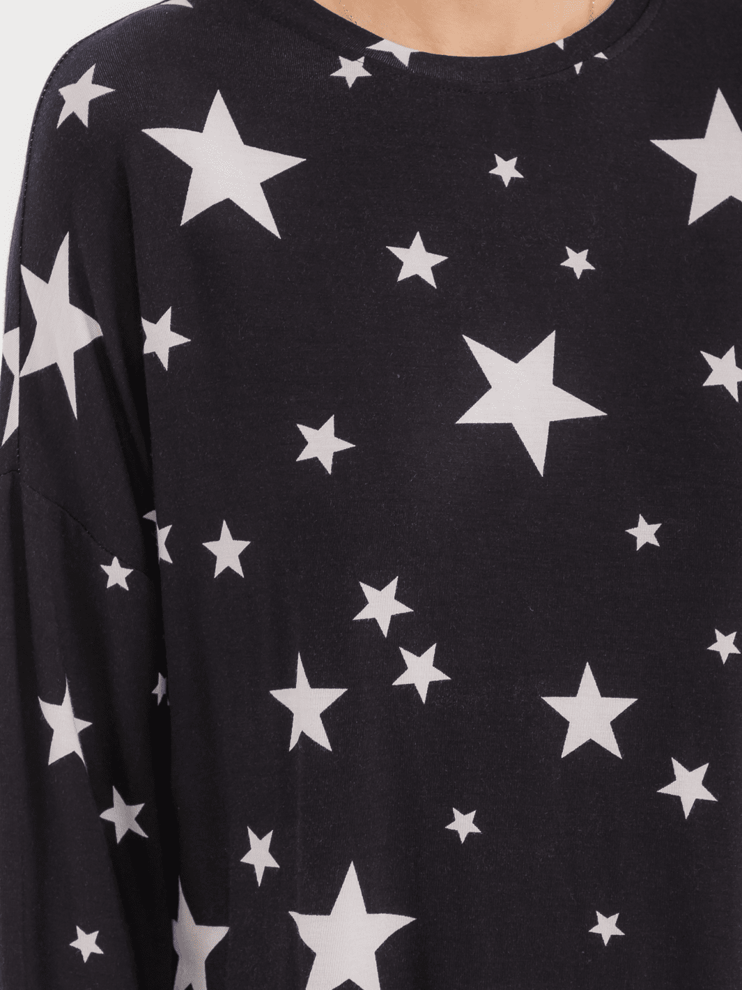 WOMEN'S LONG SLEEVE COLORBLOCK STARS PRINT SHIRT