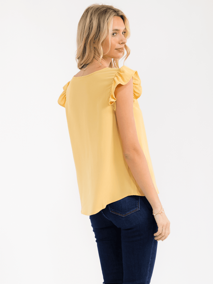 WOMEN'S RUFFLE SLEEVE V-NECK DETAILED BLOUSE