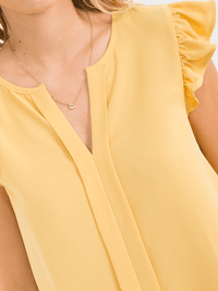 WOMEN'S RUFFLE SLEEVE V-NECK DETAILED BLOUSE