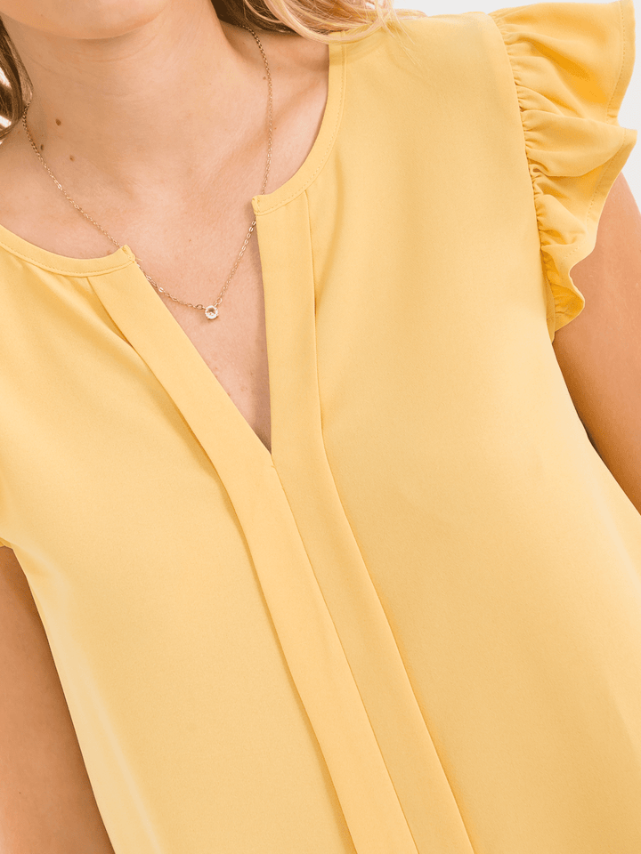 WOMEN'S RUFFLE SLEEVE V-NECK DETAILED BLOUSE