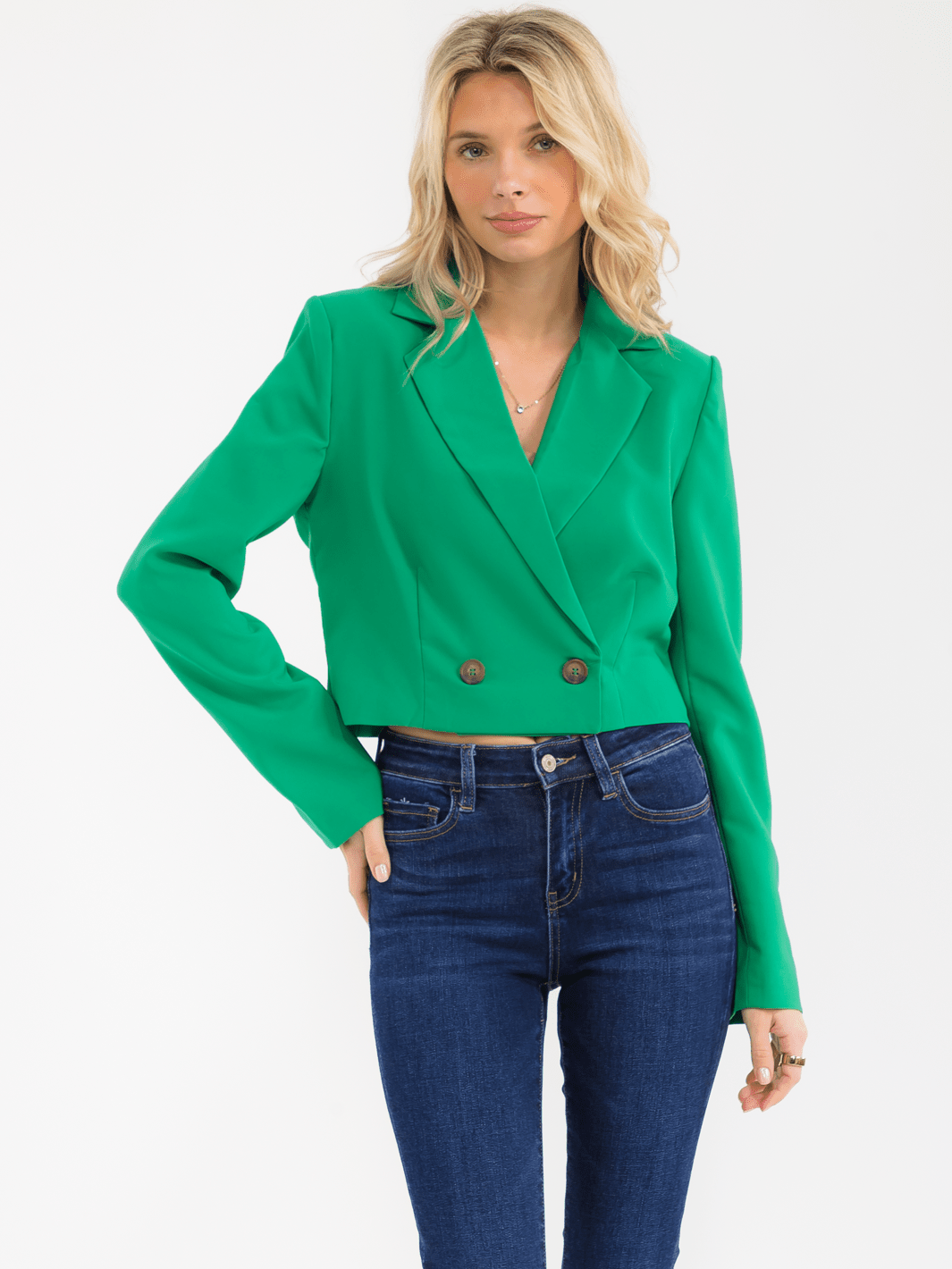 WOMEN'S LONG SLEEVE BUTTON CLOSURE BLAZER