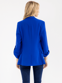 WOMEN'S 3/4 SLEEVE BUTTON CLOSURE FRONT POCKETS BLAZERS