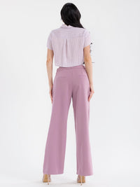 WOMEN'S SHORT SLEEVE TOP & BUTTON CLOSURE PANTS STRIPES COLORBLOCK 2PC. SET