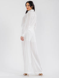 WOMEN'S LONG SLEEVE TOP & BUTTON CLOSURE PANTS TRIM DETAILED 2PC. SET