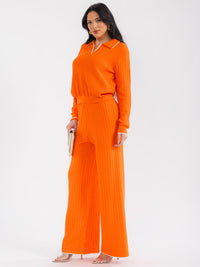 WOMEN'S LONG SLEEVE TOP & ELASTIC WAIST PANTS KNITTED 2 PC. SET