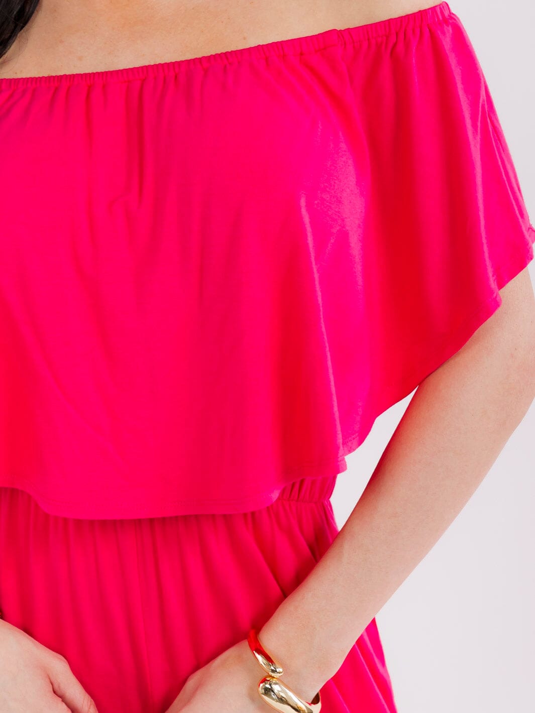 WOMEN'S SHORT SLEEVE ELASTIC WAIST POCKETS WIDE LEG JUMPSUIT