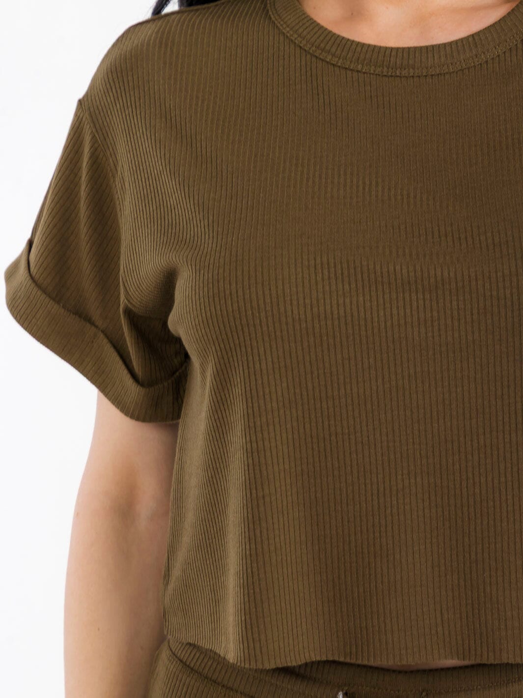 WOMEN'S SHORT SLEEVE RIBBED BASIC TOP