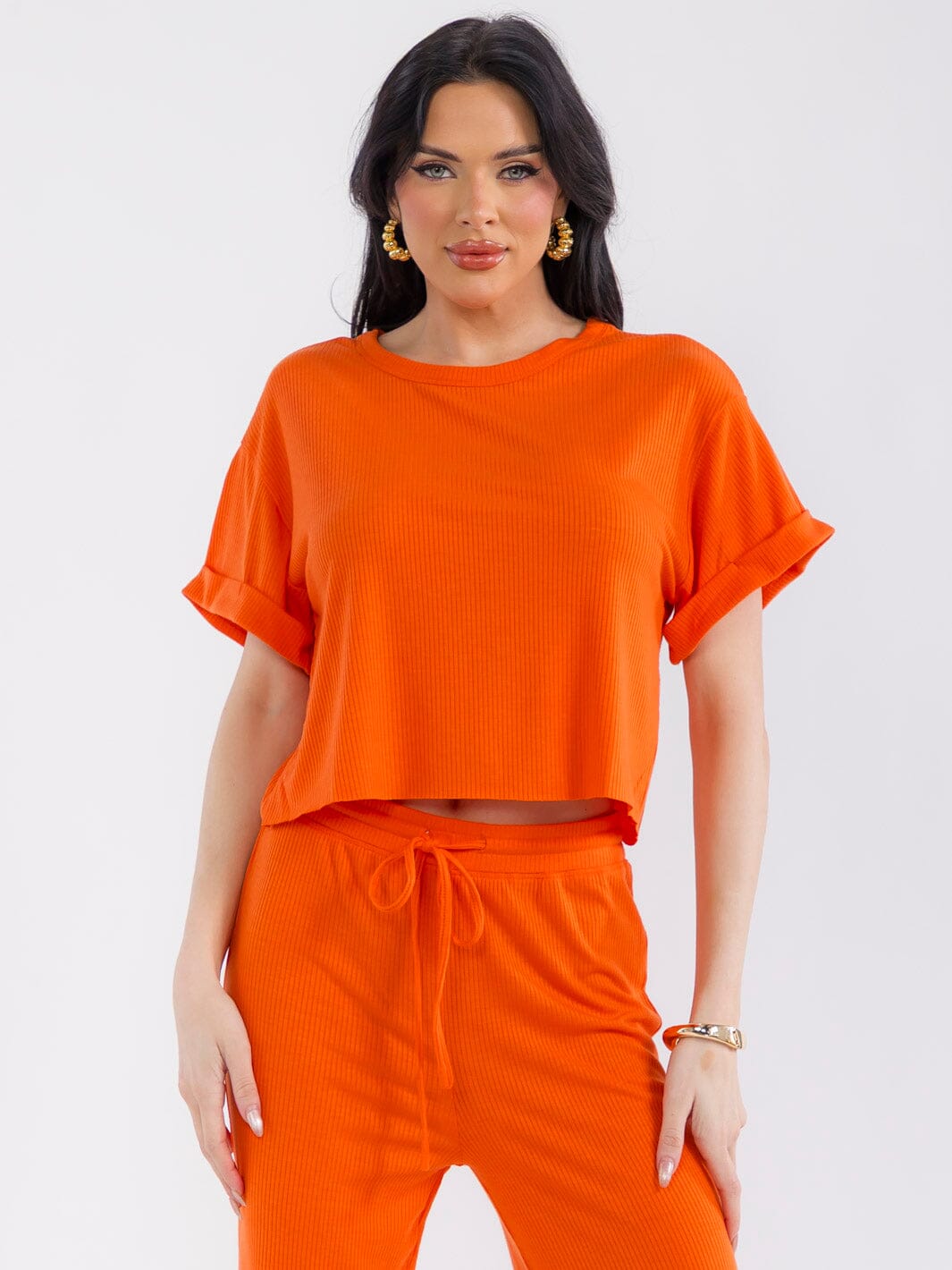 WOMEN'S SHORT SLEEVE RIBBED BASIC TOP