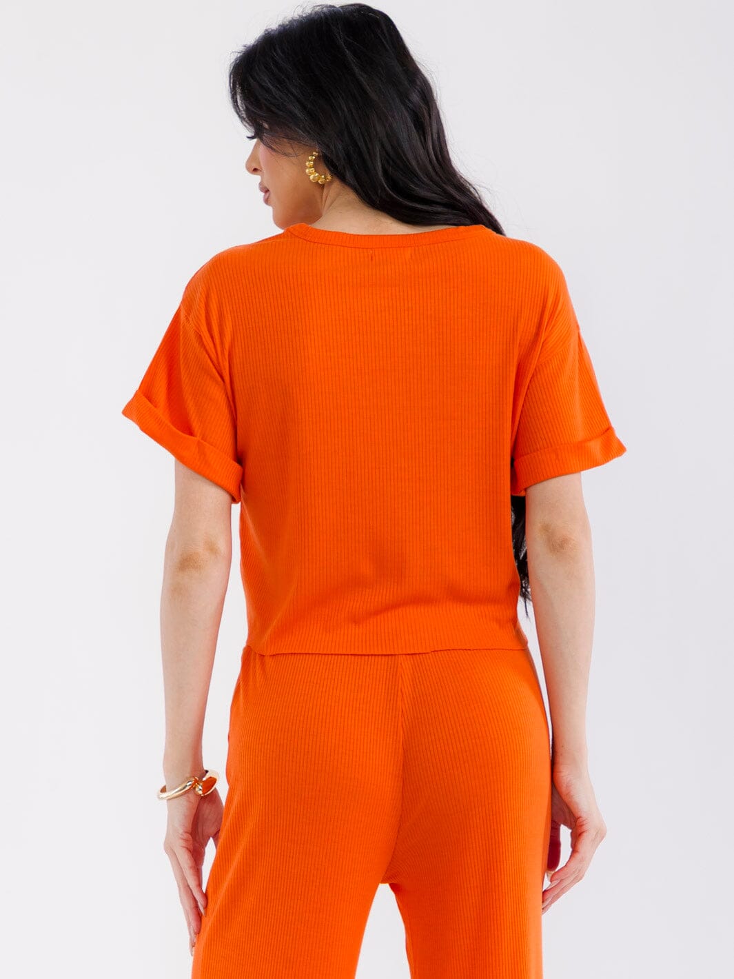 WOMEN'S SHORT SLEEVE RIBBED BASIC TOP