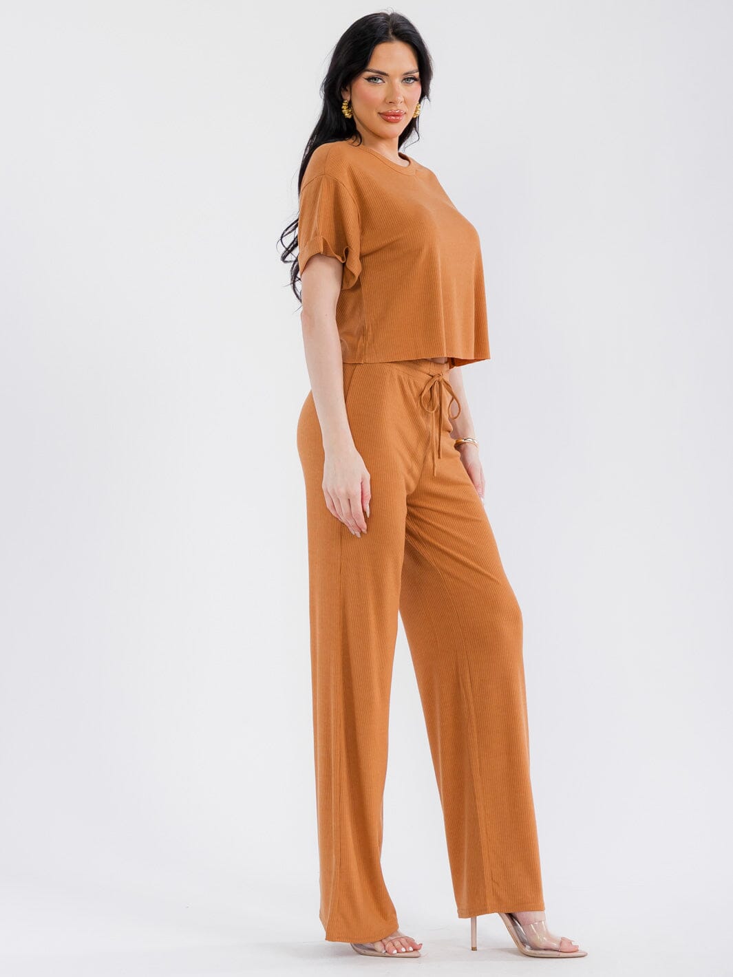 WOMEN'S SHORT SLEEVE RIBBED BASIC TOP