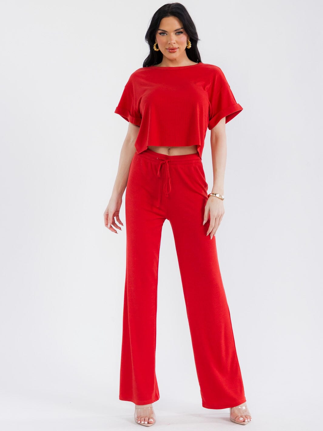 WOMEN'S SHORT SLEEVE RIBBED BASIC TOP