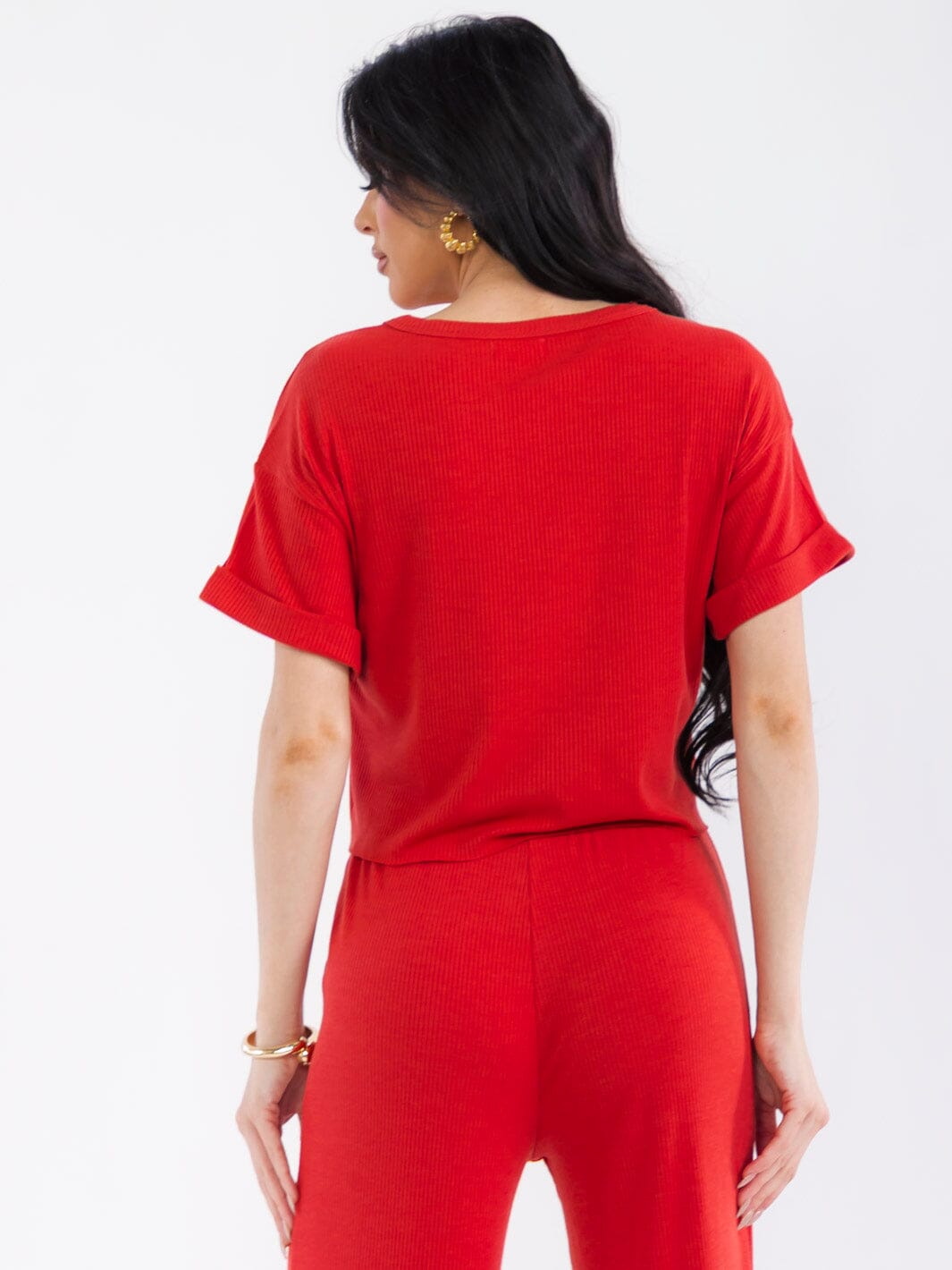 WOMEN'S SHORT SLEEVE RIBBED BASIC TOP