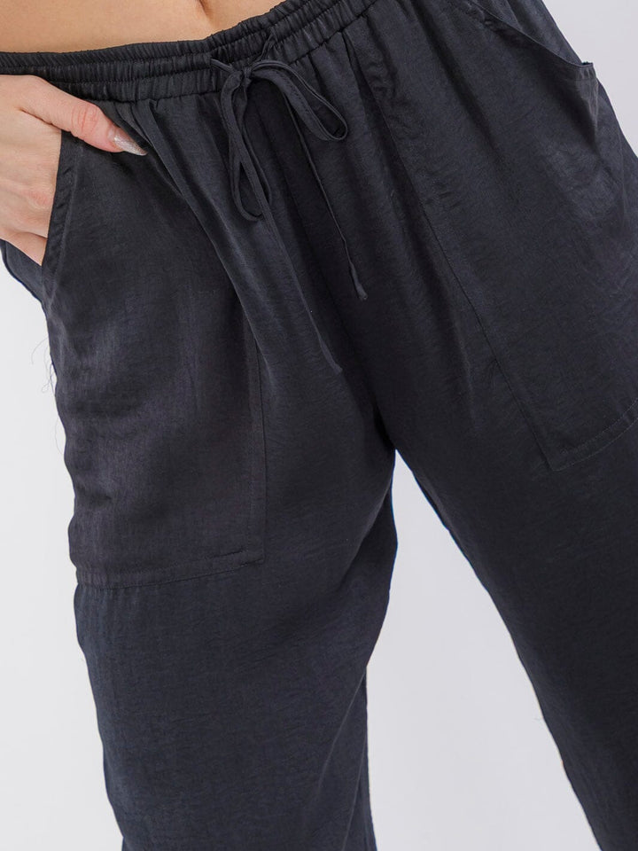 WOMEN'S ELASTIC WAIST POCKETS JOGGER LEG PANTS