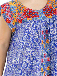 PLUS SIZE SHORT SLEEVE FLORAL EMBROIDERY MULTI PRINT TUNIC MINI DRESS