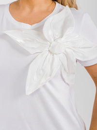 PLUS SIZE SHORT SLEEVE FLORAL DETAILED BLOUSE