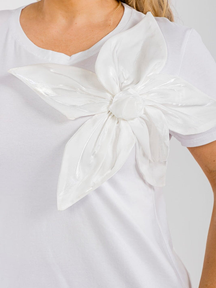 PLUS SIZE SHORT SLEEVE FLORAL DETAILED BLOUSE