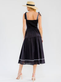 WOMEN'S SLEEVELESS BUTTON UP FRONT POCKETS SMOCK MAXI DRESS