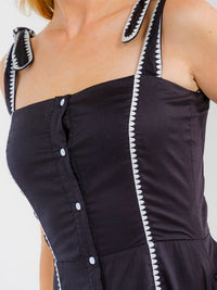 WOMEN'S SLEEVELESS BUTTON UP FRONT POCKETS SMOCK MAXI DRESS
