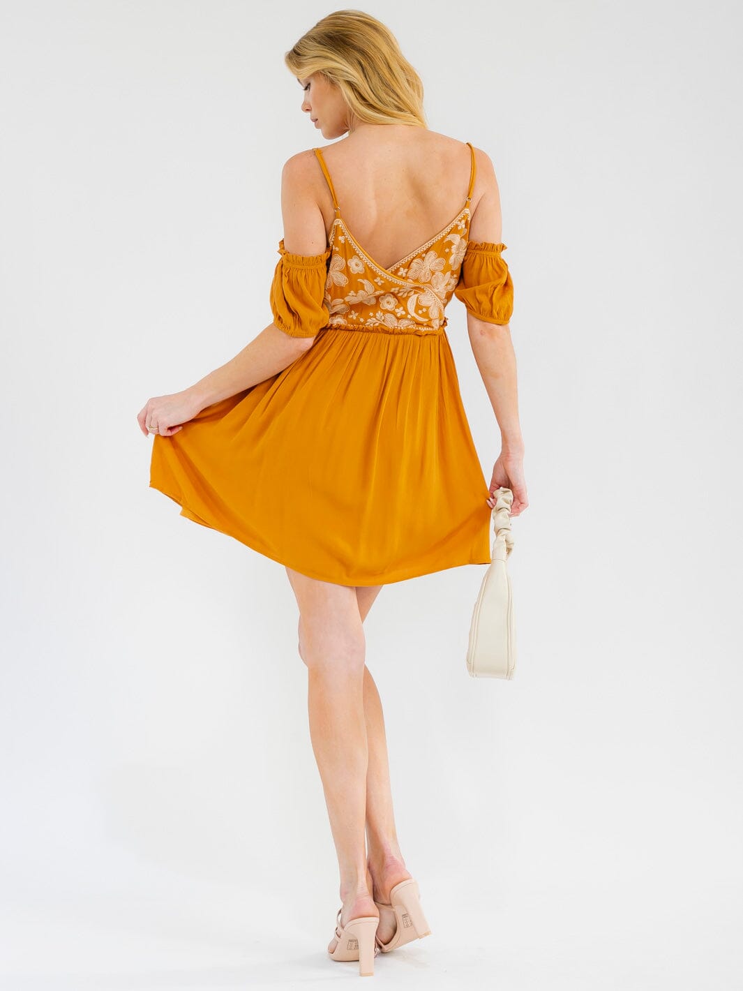 WOMEN'S SLEEVELESS OFF SHOULDER EMBROIDERY FLORAL PRINT MINI DRESS