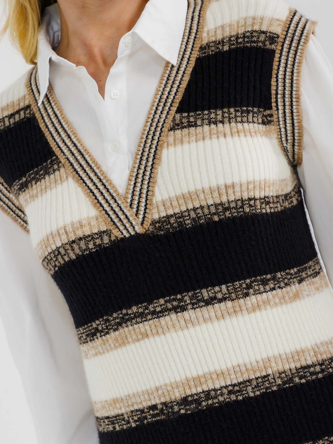 WOMEN'S LONG SLEEVE V-NECK COLORBLOCK CONTRAST SWEATER MINI DRESS