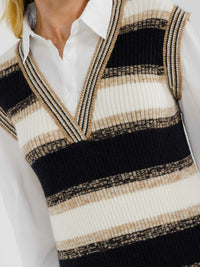 WOMEN'S LONG SLEEVE V-NECK COLORBLOCK CONTRAST SWEATER MINI DRESS