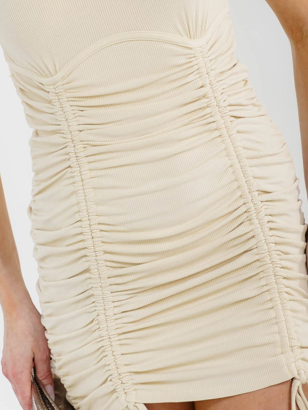 WOMEN'S SHORT SLEEVE RUCHED BODYCON MINI DRESS