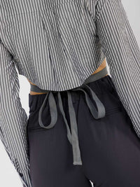 WOMEN'S LONG SLEEVE CROP TOP & BUTTON CLOSURE PANTS COLORBLOCK 2PC. SET