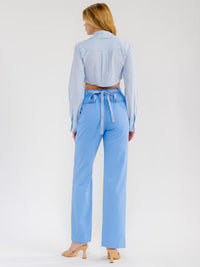 WOMEN'S LONG SLEEVE CROP TOP & BUTTON CLOSURE PANTS COLORBLOCK 2PC. SET