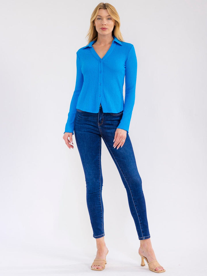 WOMEN'S LONG SLEEVE BUTTON UP BLOUSE