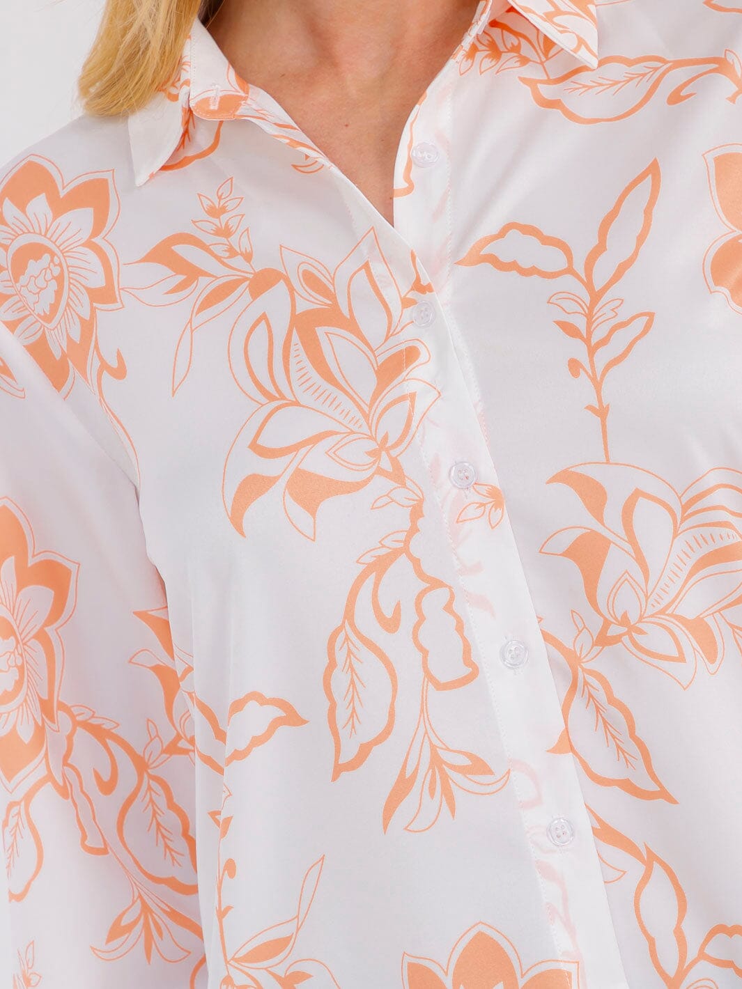 WOMEN'S LONG SLEEVE BUTTON UP FLORAL PRINT BLOUSE