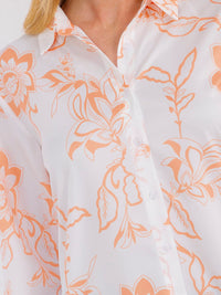 WOMEN'S LONG SLEEVE BUTTON UP FLORAL PRINT BLOUSE