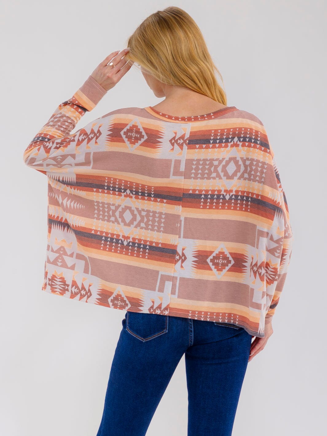 WOMEN'S LONG SLEEVE MULTI PRINT TOP